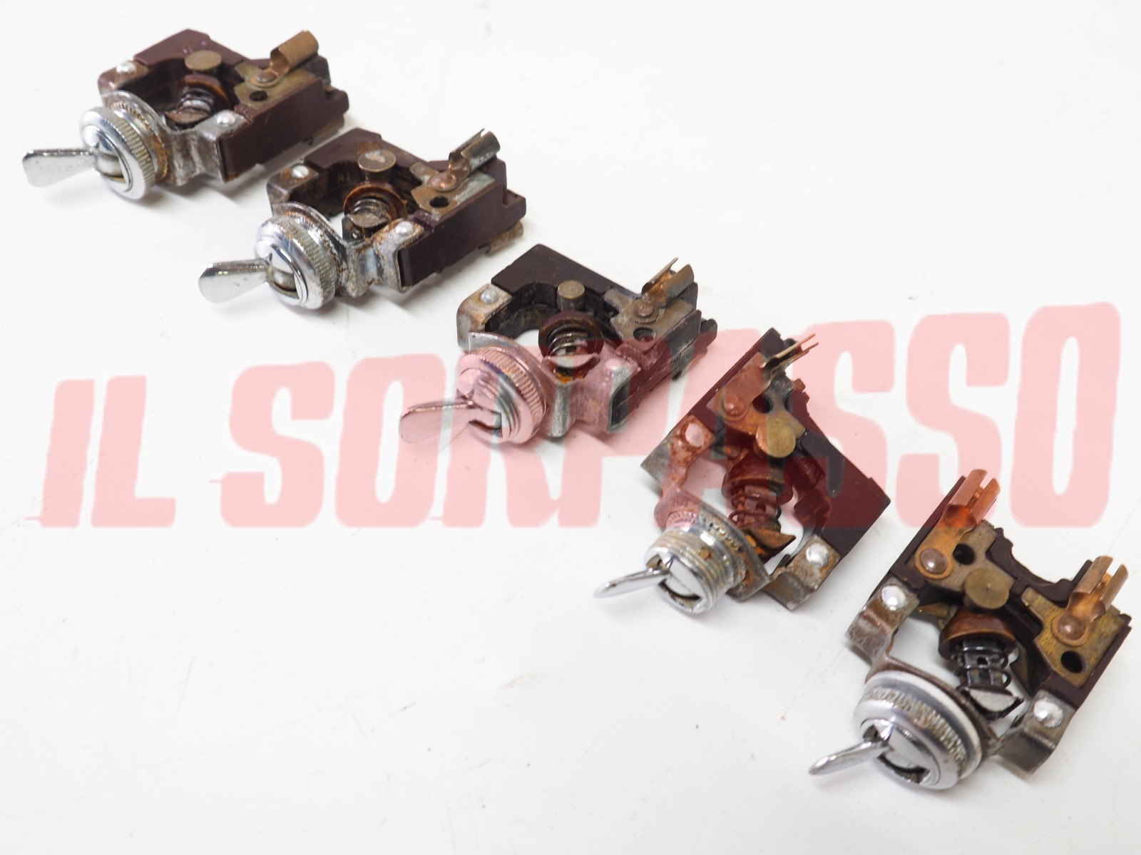 INTERRUTTORI CROMATI KIT CRUSCOTTO FIAT 1100 103 BAULETTO E TV ORIGINALI