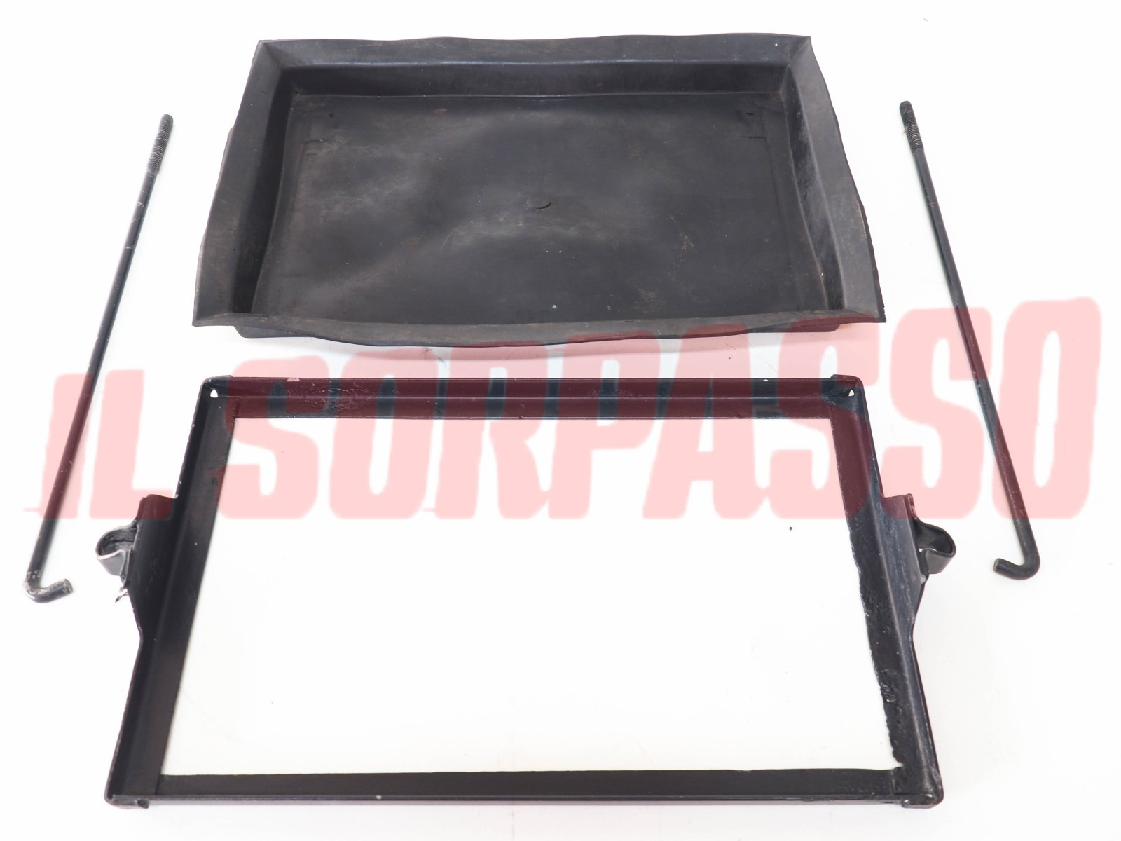 TELAIO SUPPORTO SUPERIORE + TIRANTI GOMMA BATTERIA FIAT 1100 103 BAULETTO E TV H