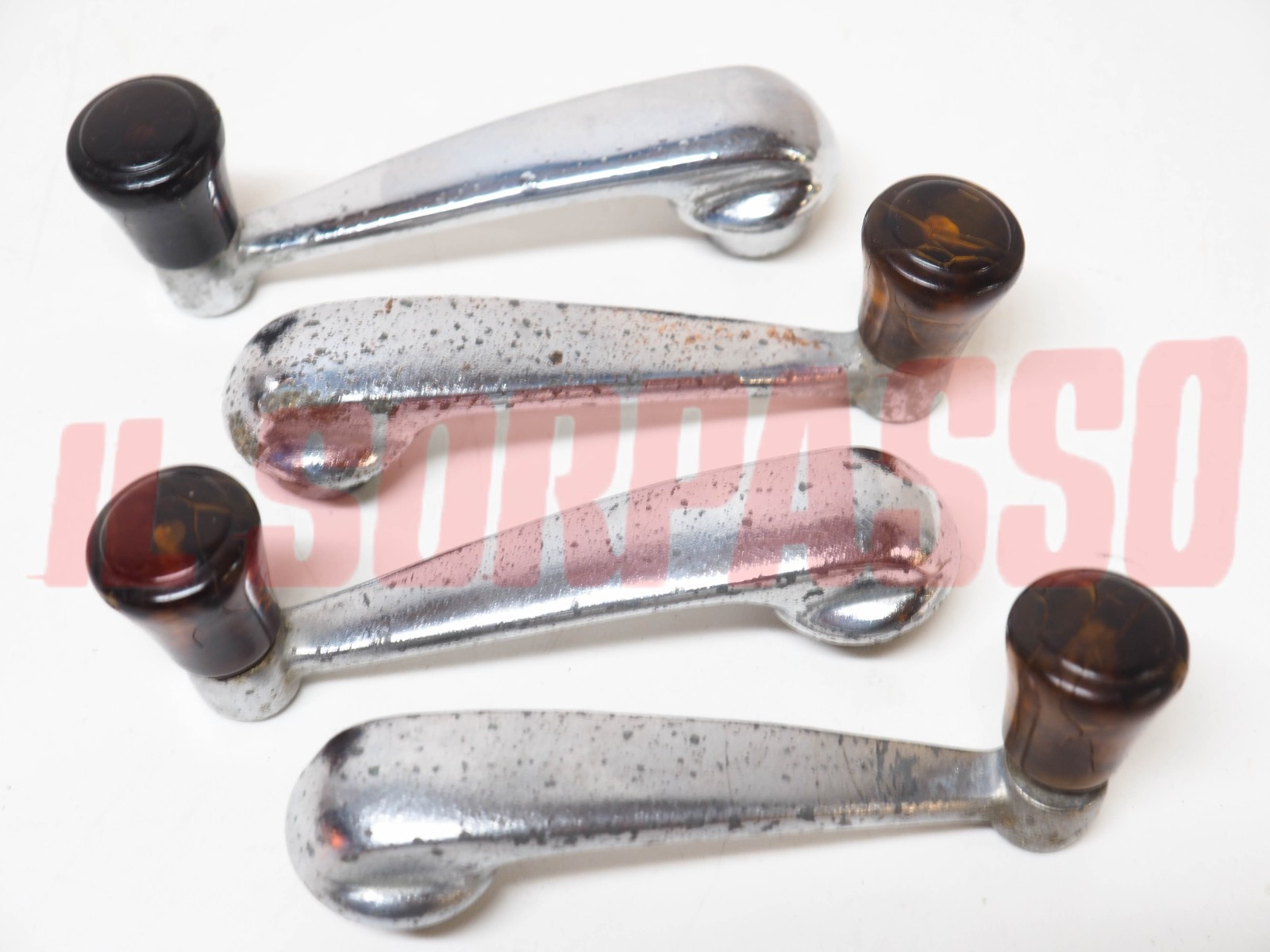 MANIGLIE ALZAVETRO PORTA FIAT 1100 103 TV ORIGINALI CON POMELLO TARTARUGATO
