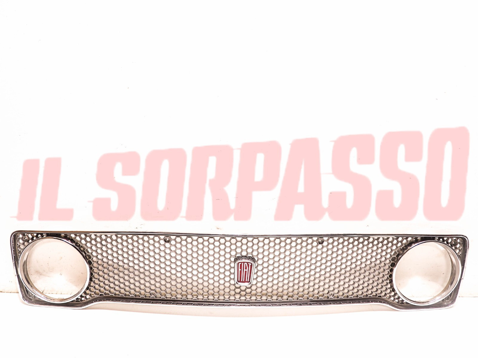 MASCHERINA GRIGLIA  + STEMMA ANTERIORE FIAT 128 BERLINA 1 SERIE ORIGINALE NOS