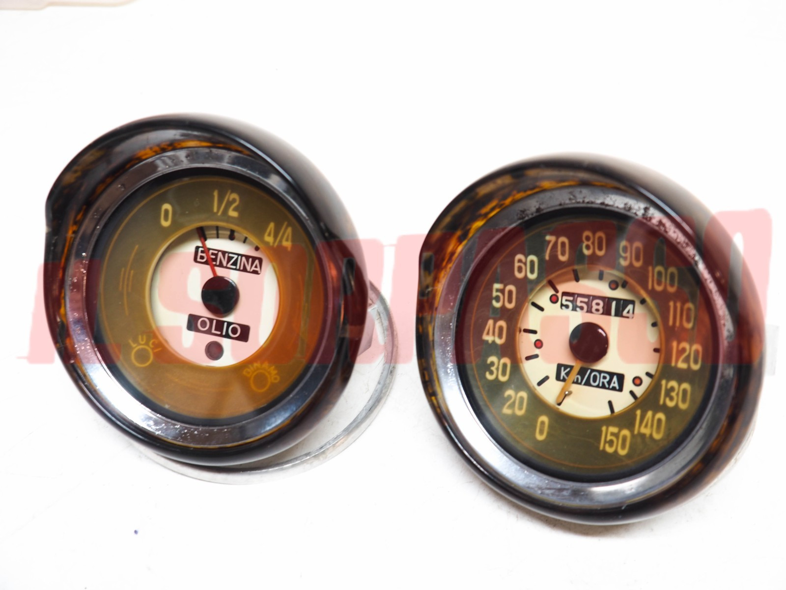 STRUMENTI GUSCI CONTACHILOMETRI + BENZINA CRUSCOTTO FIAT 1100 103 TV FUORISERIE