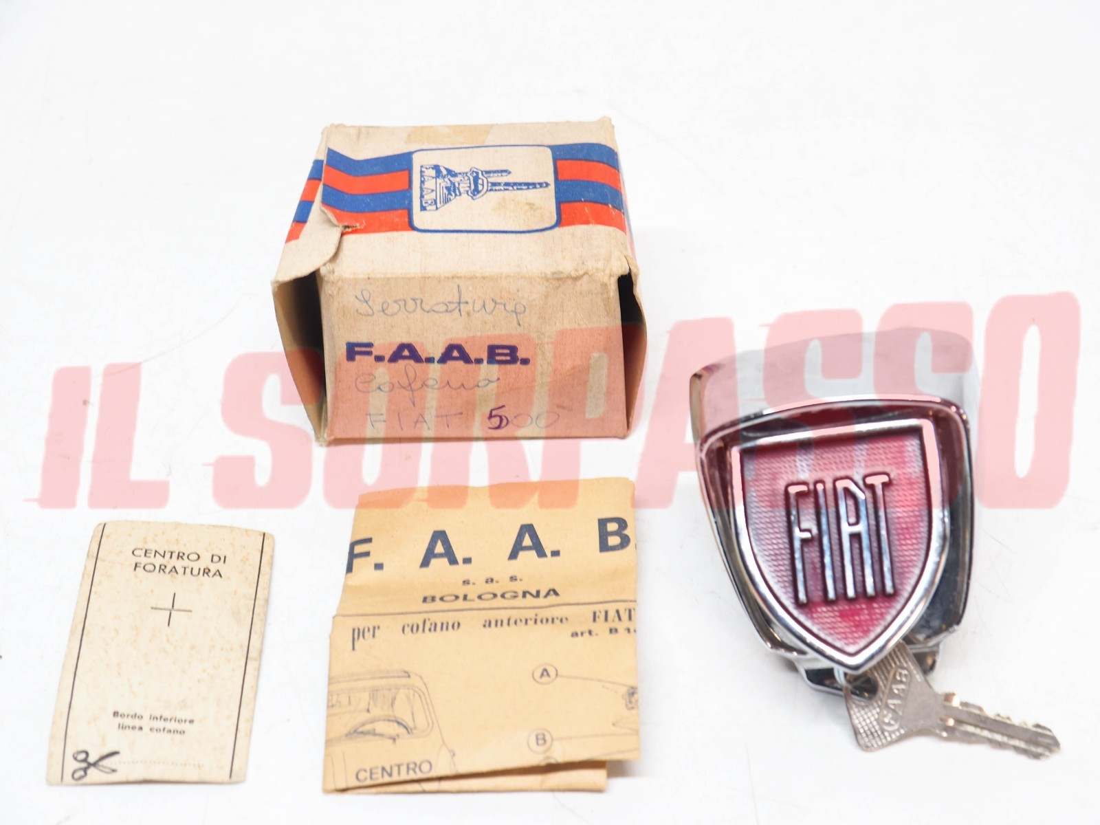 SERRATURA COFANO ANTERIORE CON CHIAVE FIAT NUOVA 500 N D G F L R ACCESSORIO NOS