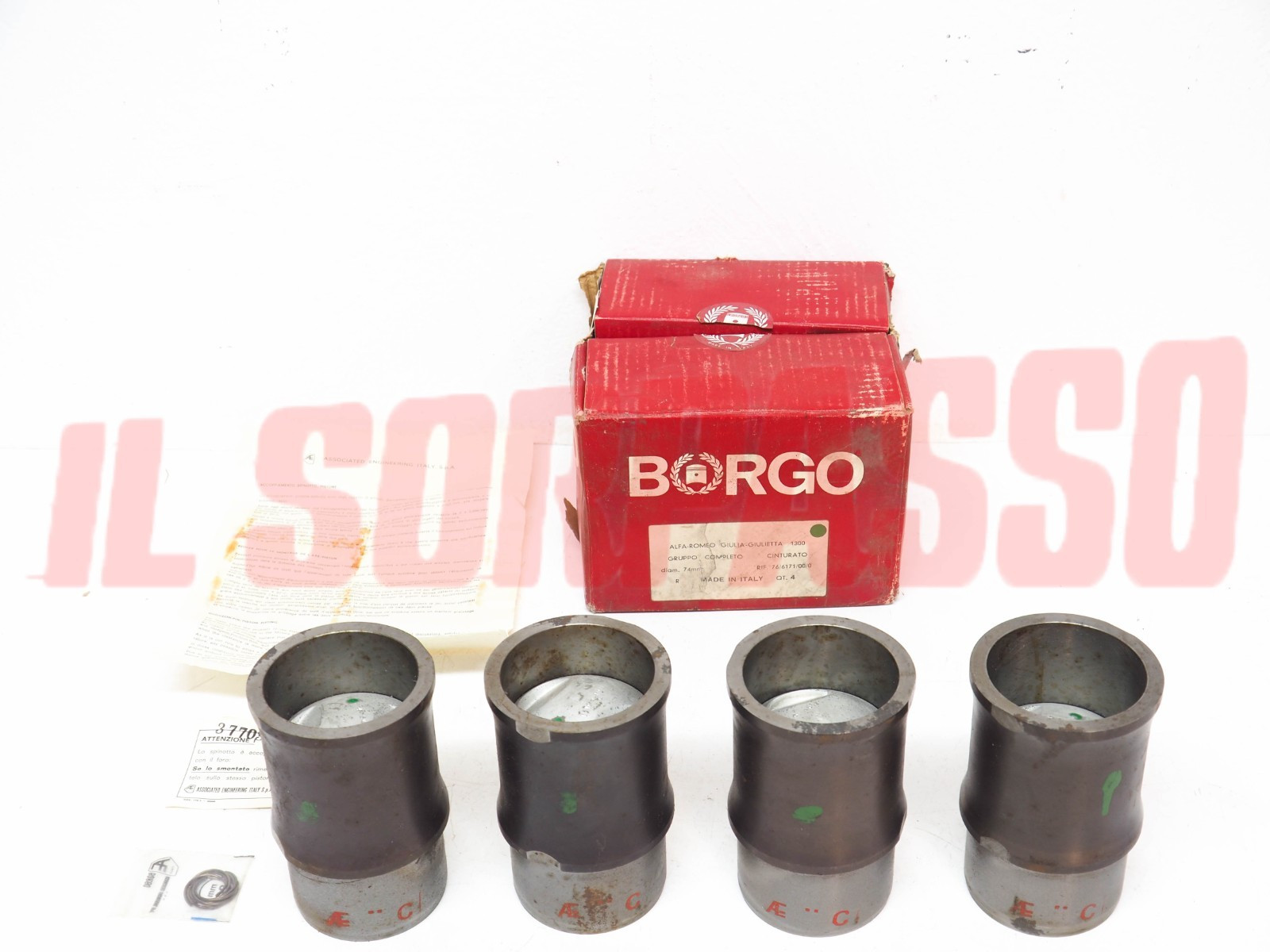 KIT SERIE CANNE + PISTONI + FASCE A.R GIULIETTA GIULIA GT DUETTO 1300 cc BORGO
