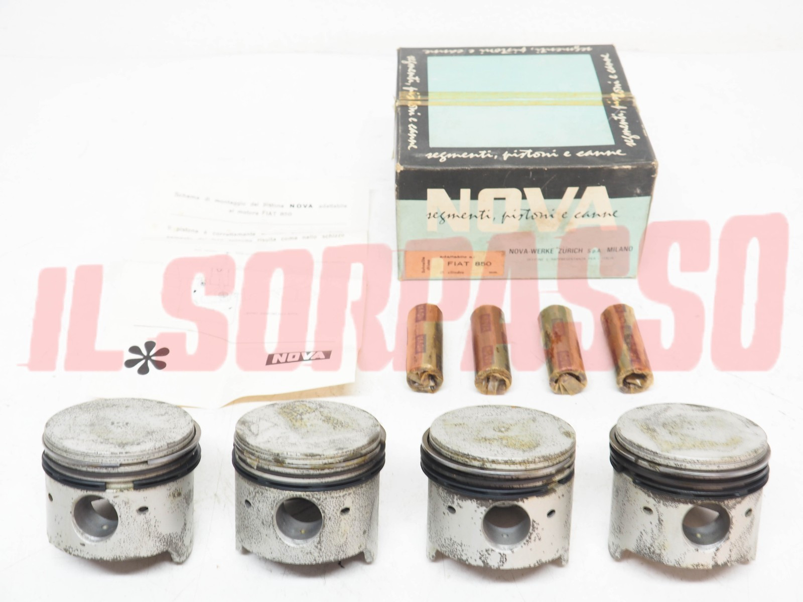 KIT PISTONI + FASCE ELASTICHE FIAT 850 - 127 AUTOBIANCHI A112 STD 65.00 NOVA