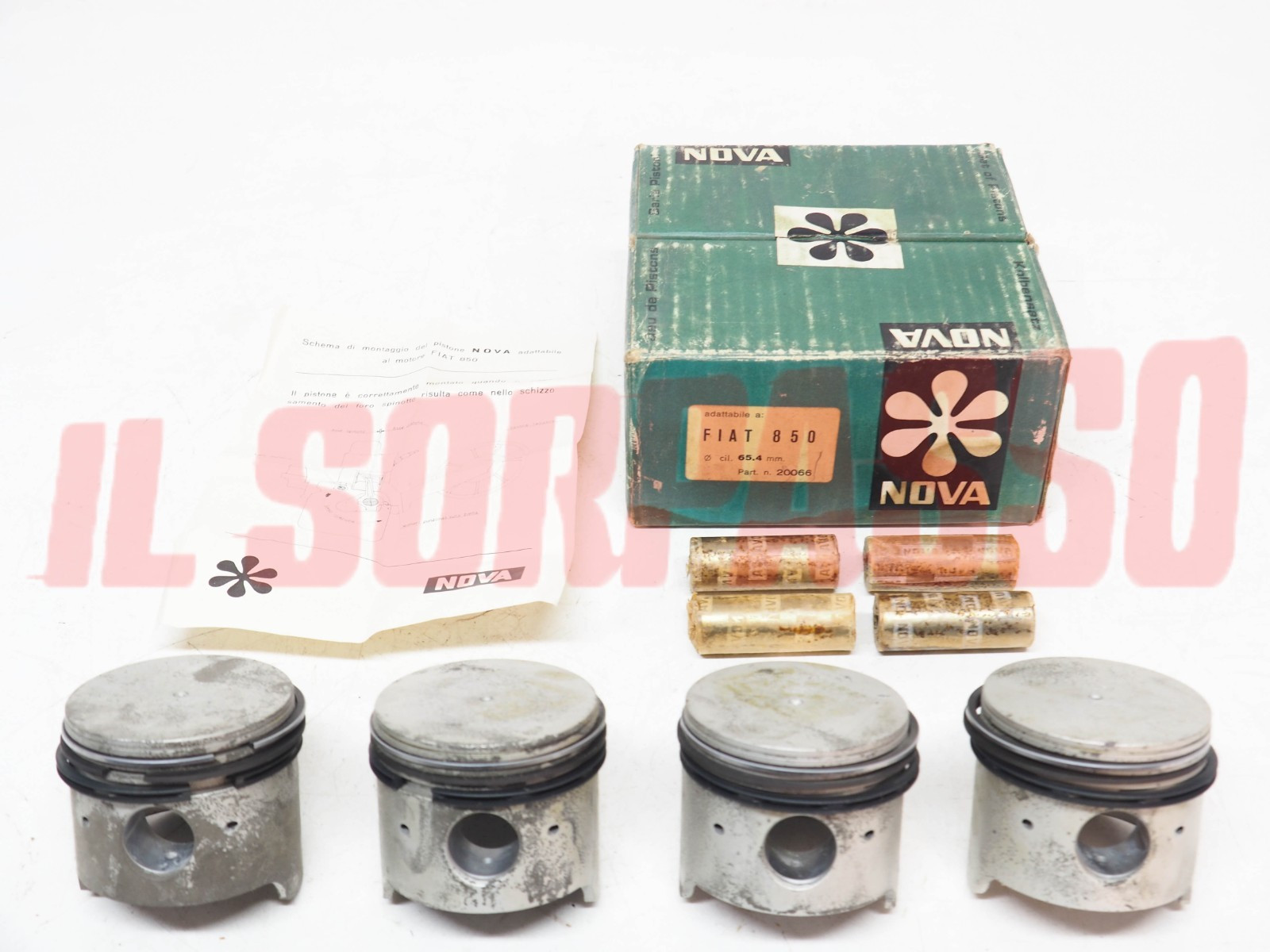KIT PISTONI + FASCE ELASTICHE FIAT 850 - 127 AUTOBIANCHI A112 MISURA 65.40 NOVA