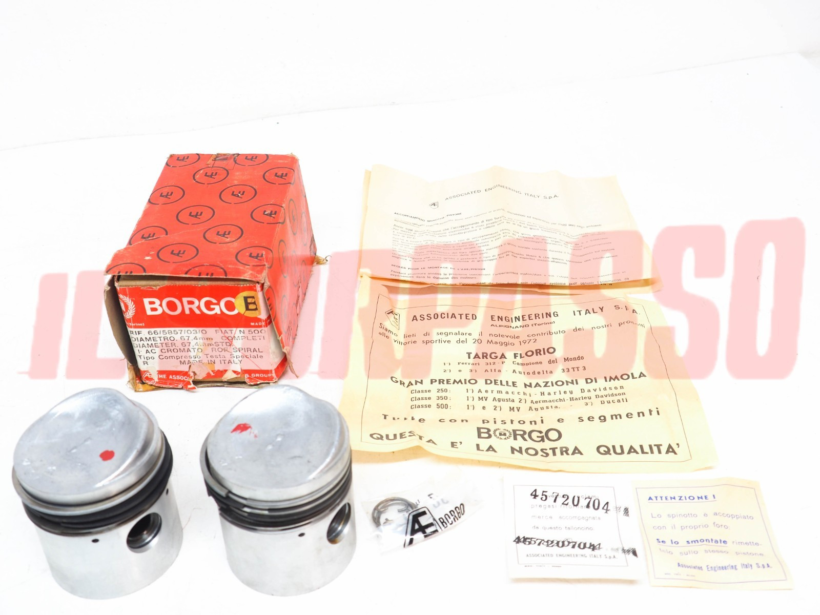 PISTONI TESTA SPECIALE + FASCE MOTORE 67,4 MM FIAT 500 D F GIARDINIERA BORGO
