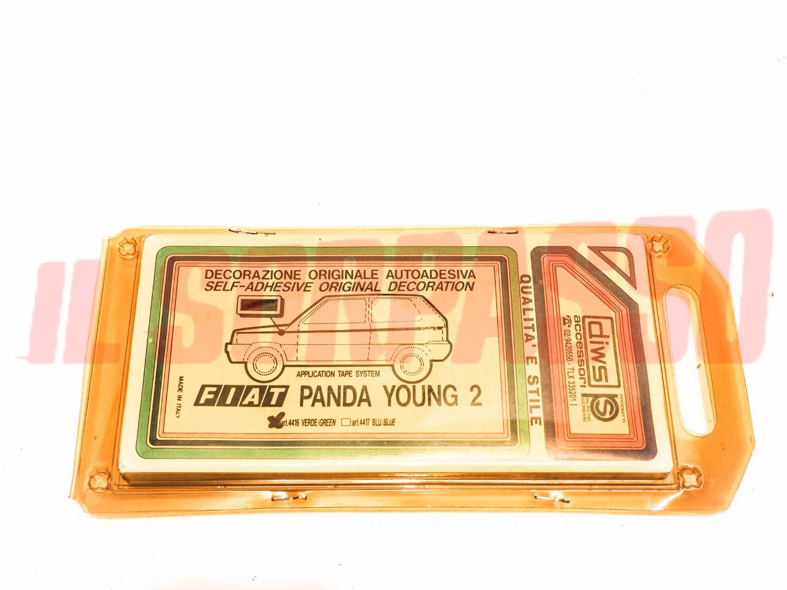 KIT ADESIVI STRISCE SERIGRAFIE LATERALI VERDI FIAT PANDA YOUNG 2 ORIGINALI NOS