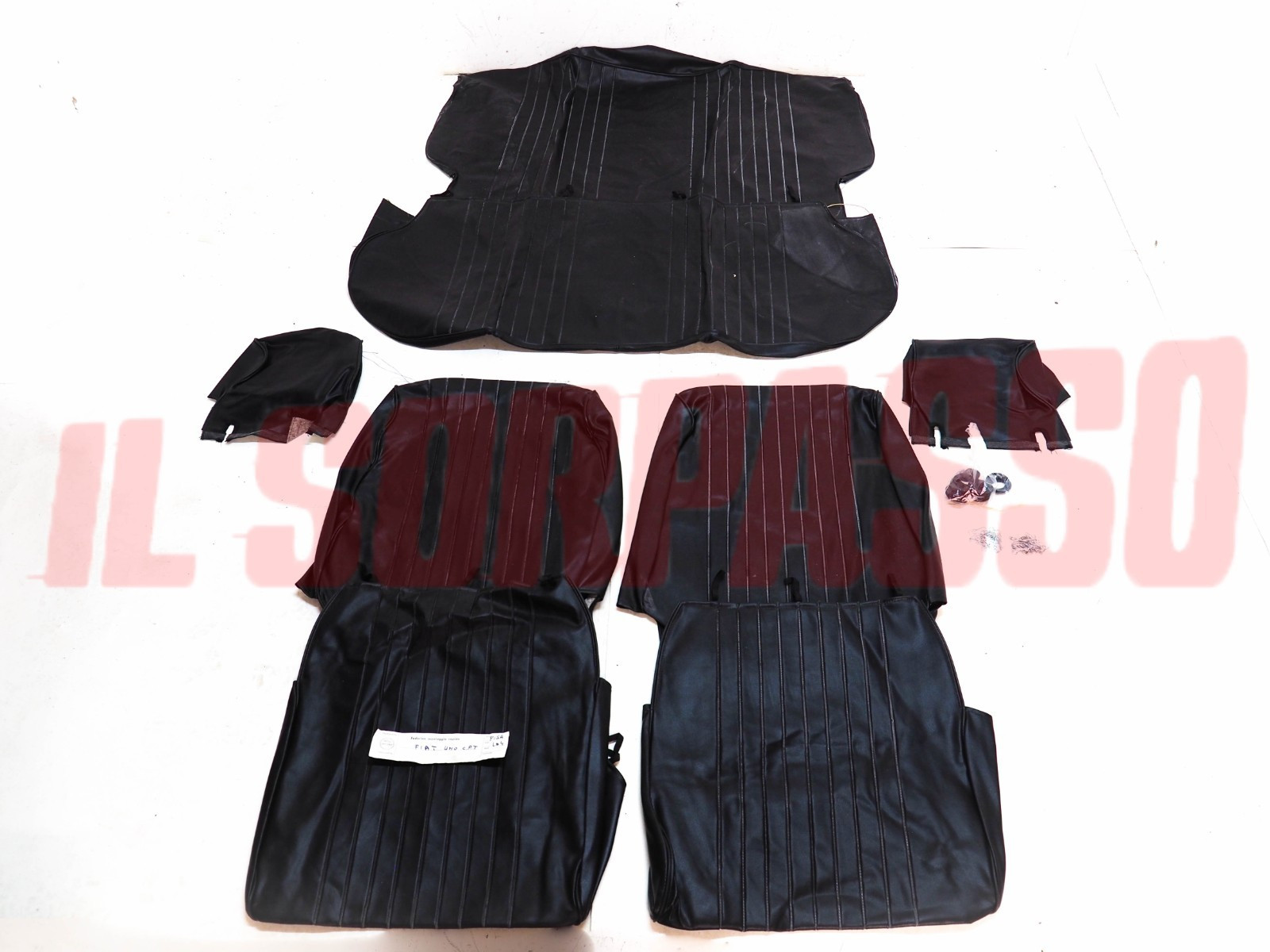 FODERE COPRI SEDILI FIAT UNO MK1 CON POGGIATESTA IN PELLE NERA ORIGINALI REKORD