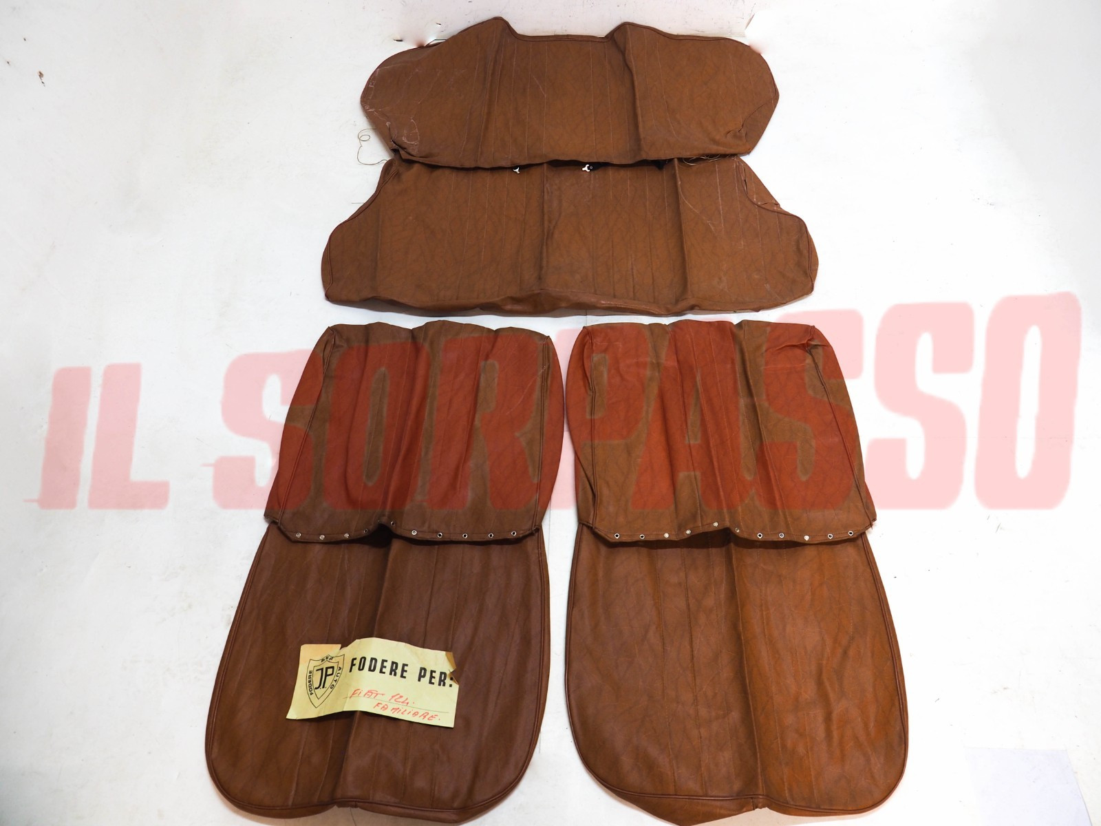 FODERE COPRI SEDILI FIAT 124 FAMILIARE IN PELLE MARRONE ORIGINALI