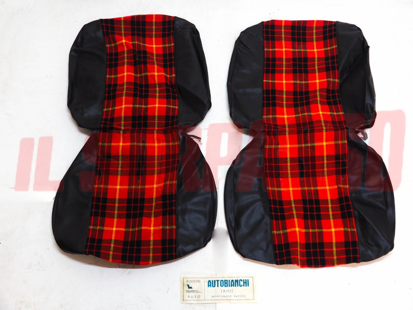 FODERE TAPPEZZERIA COPRI SEDILI ANTERIORI SCOZZESI AUTOBIANCHI A112 + ABARTH NOS