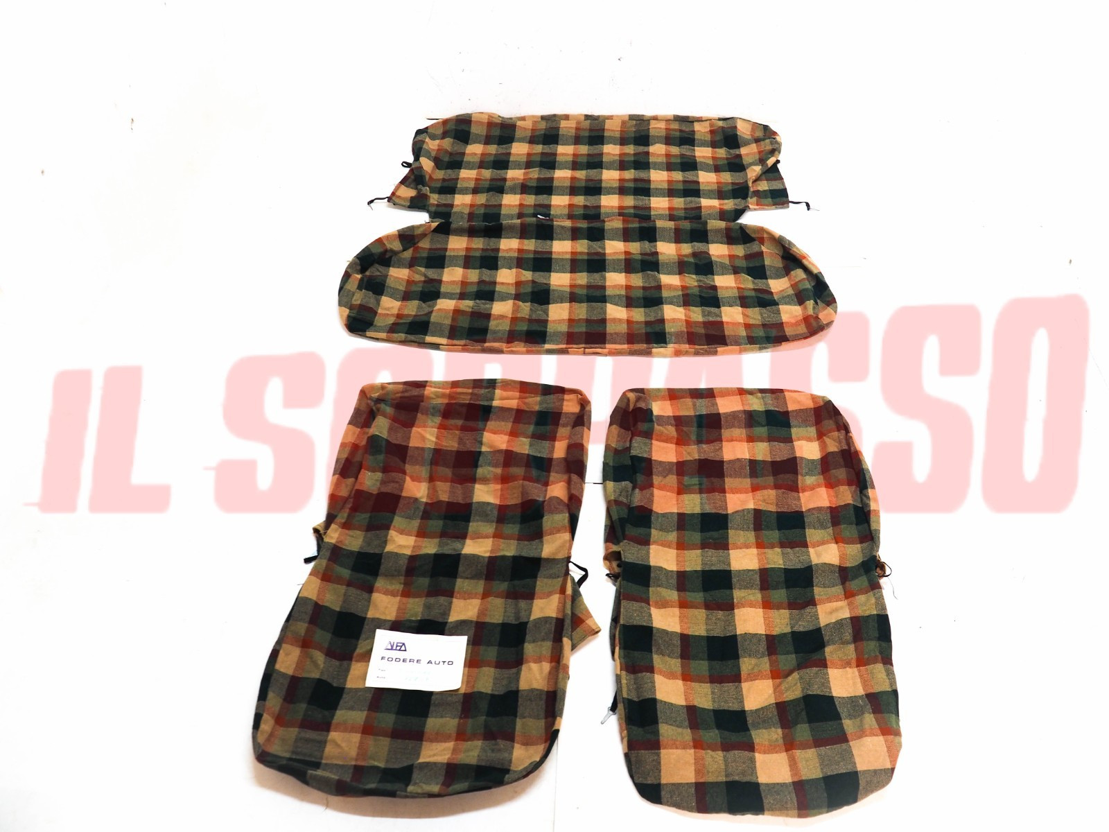 FODERE COPRI SEDILI ANTERIORI POSTERIORI FIAT 127 4 PORTE SCOZZESE VERDE MARRONE