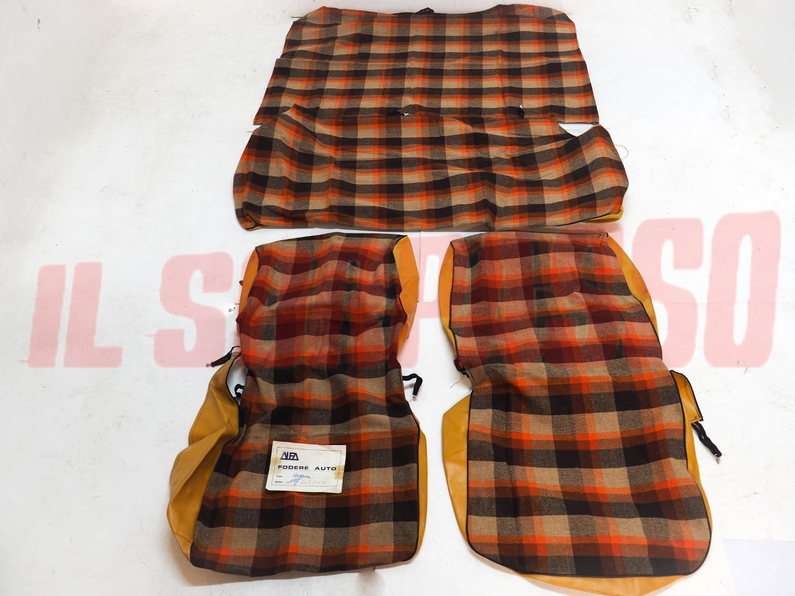 FODERE COPRI SEDILI ANTERIORI POSTERIORI FIAT 127 CL  2P  SCOZZESE ROSSO MARRONE