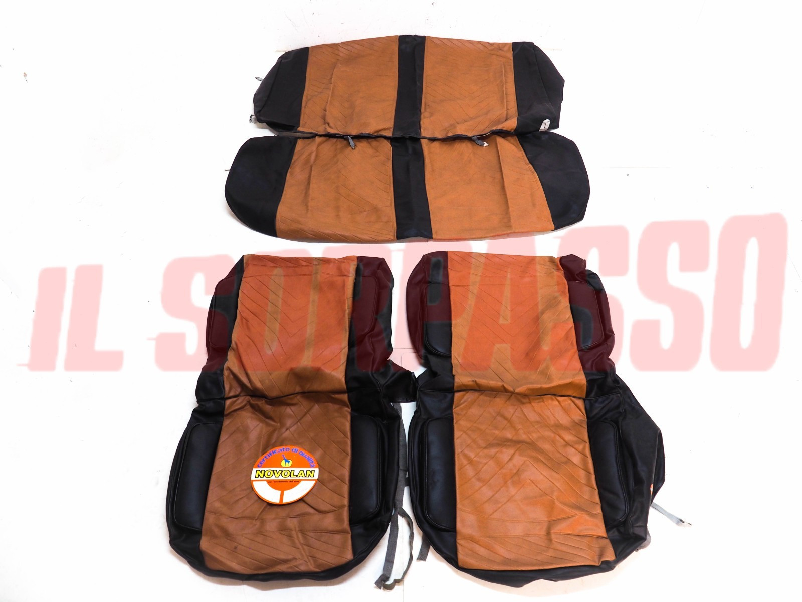 FODERE COPRI SEDILI ANTERIORI + POSTERIORI SIMCA 1000 GL IN PELLE MARRONE NERO