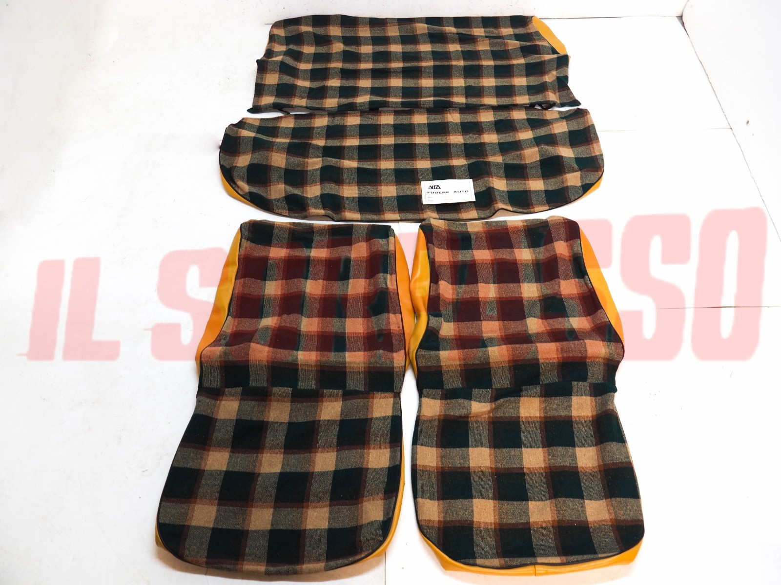 FODERE COPRI SEDILI ANTERIORI + POSTERIORI SIMCA 1000 LS SCOZZESE BEIGE VERDE