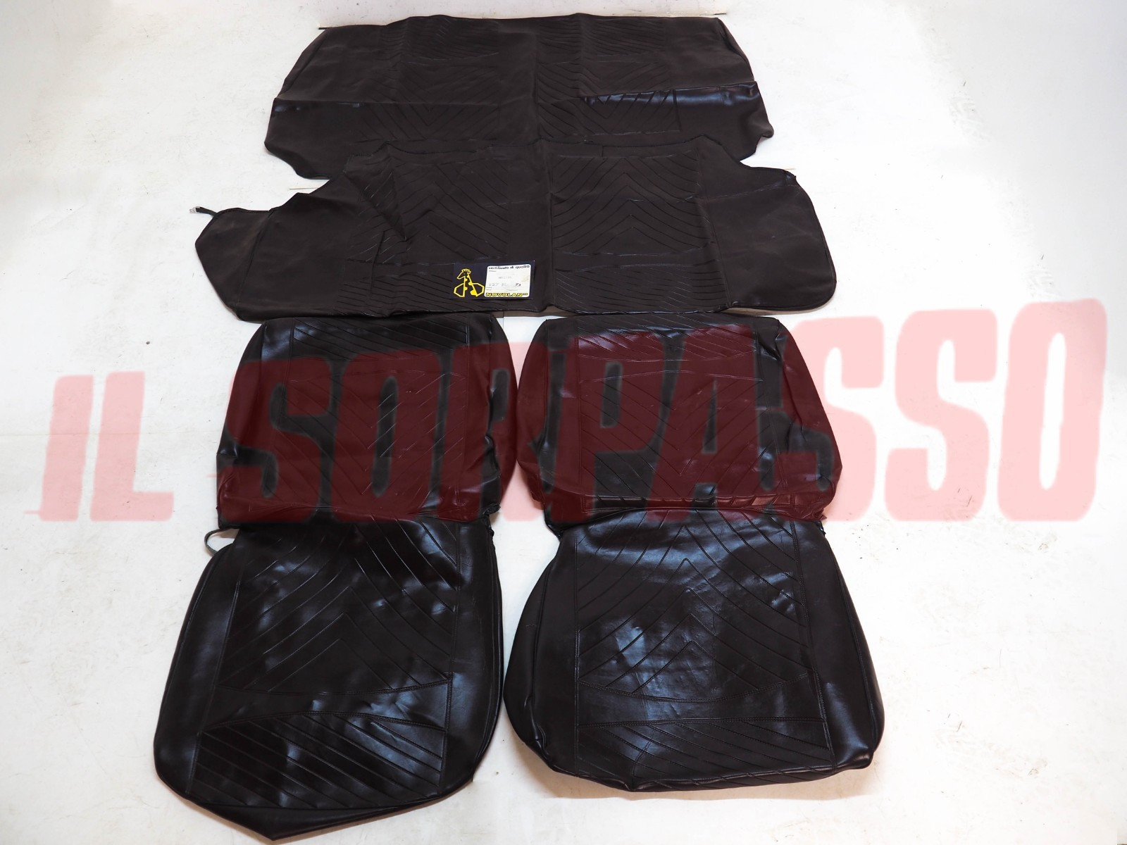 FODERE COPRI SEDILI ANTERIORI + POSTERIORI FIAT 127 MOD 1973 PELLE MARRONE SCURO