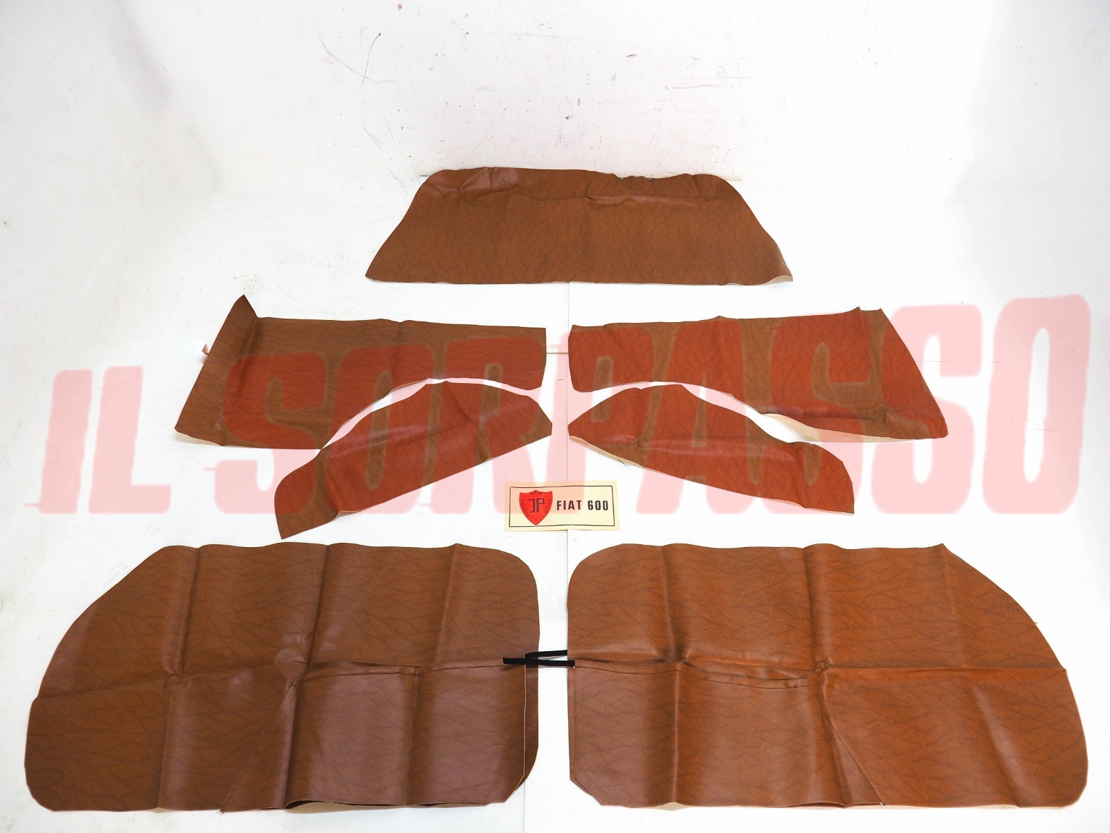 FODERE COPRI PANNELLI PORTA POSTERIORI CAPPELLIERA FIAT 600 D E MARRONI NOS