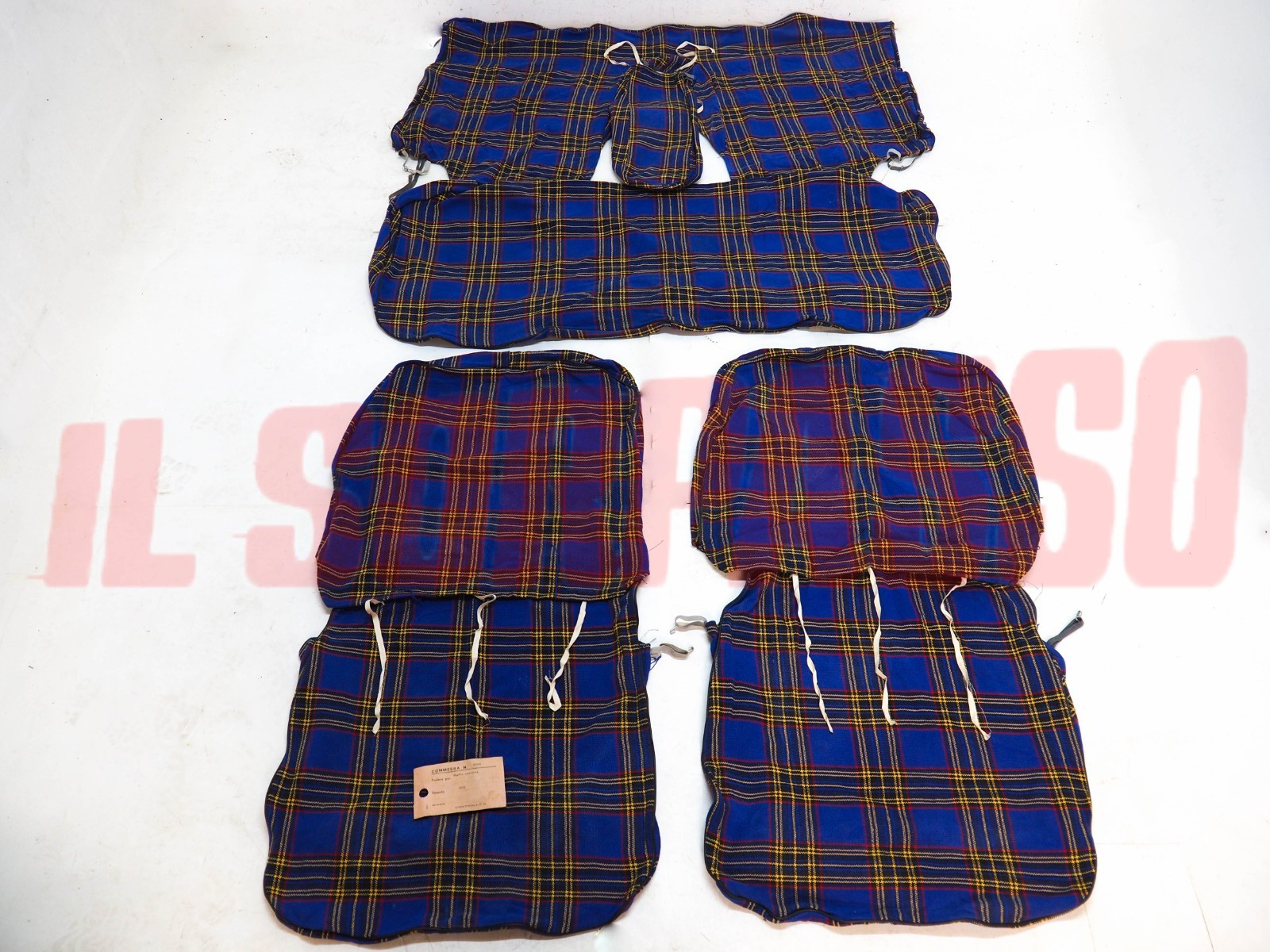 FODERE COPRI SEDILI ANTERIORI POSTERIORI LANCIA FLAVIA BERLINA SCOZZESE BLU NOS