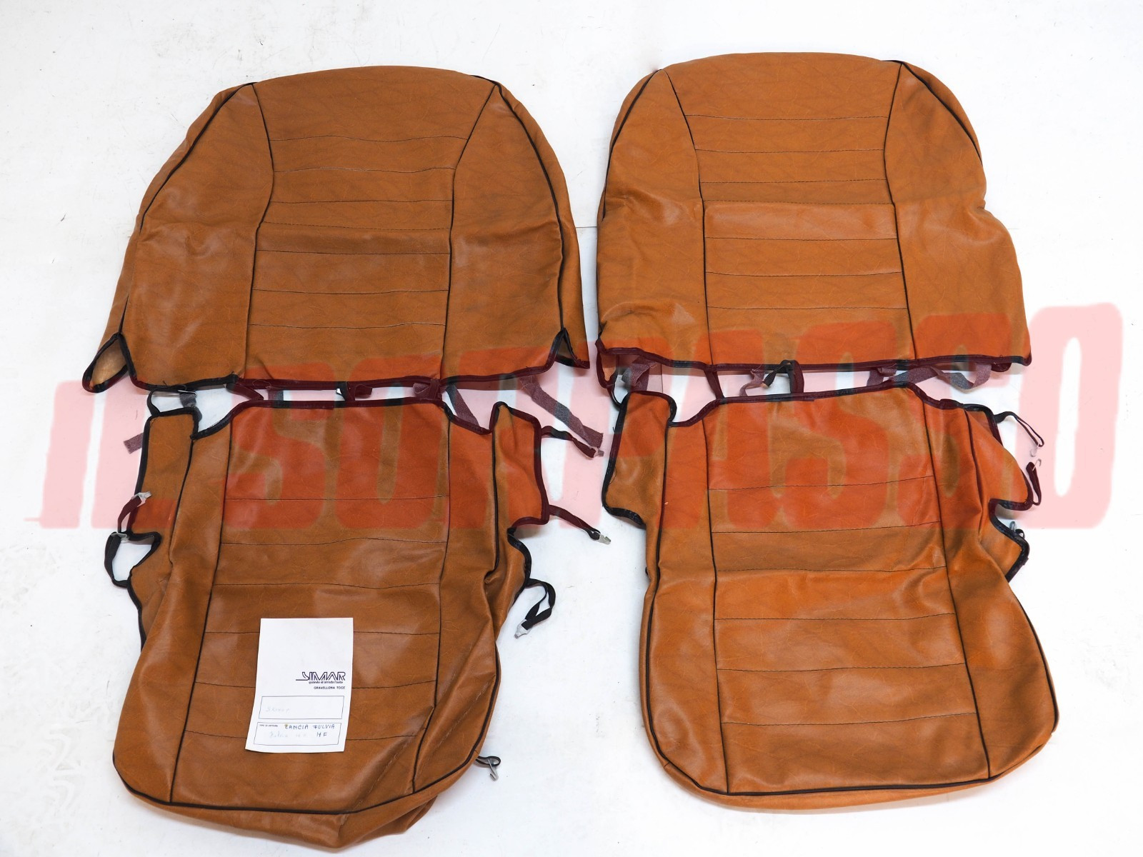 FODERE COPRI SEDILI ANTERIORI LANCIA FULVIA COUPE HF IN PELLE MARRONE NOS