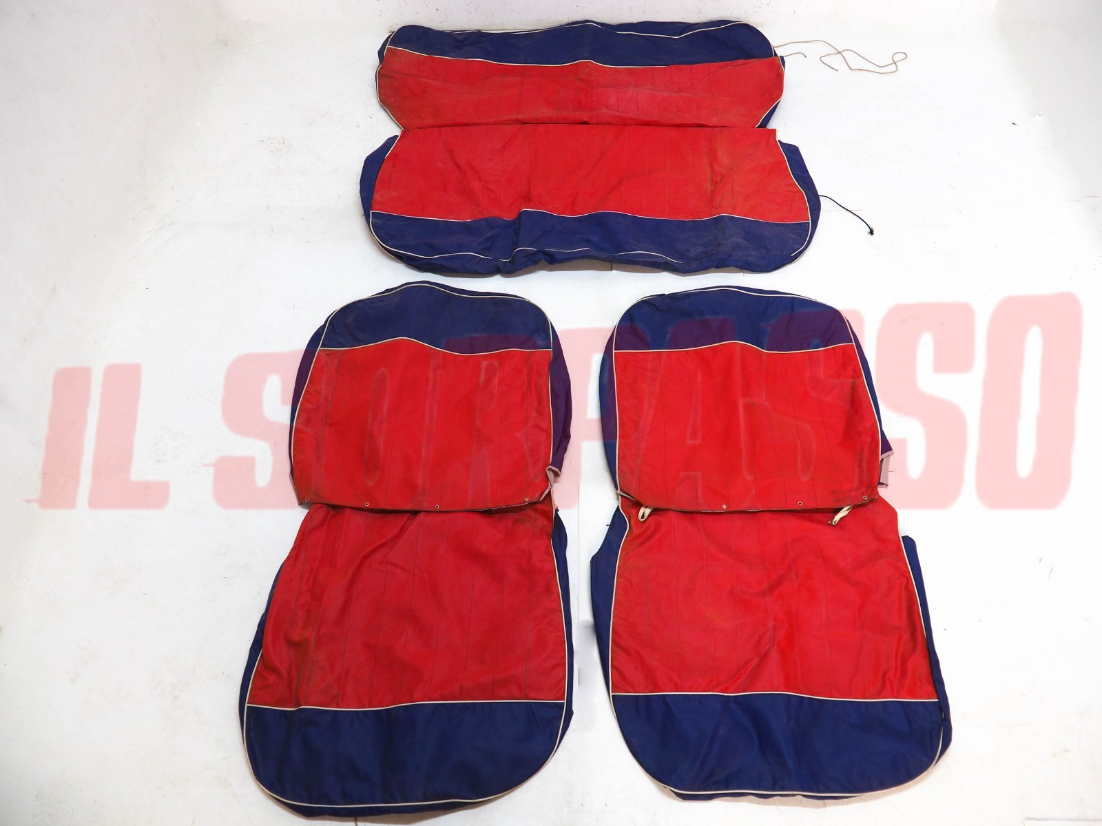 FODERE COPRI SEDILI ANTERIORI POSTERIORI FIAT 1100 103 H D SPEC. PELLE ROSSE BLU