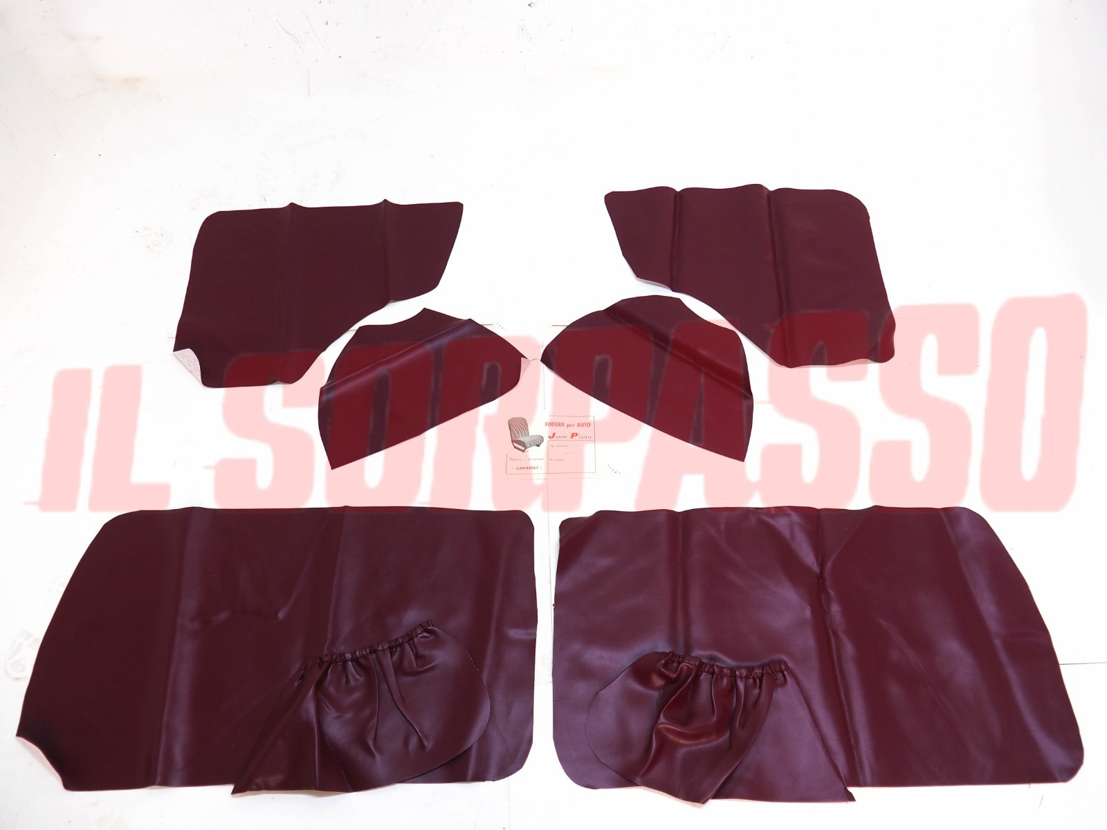 FODERE COPRI PANNELLI PORTA + LATERALI POSTERIORI FIAT NUOVA 500 D BORDOAUX