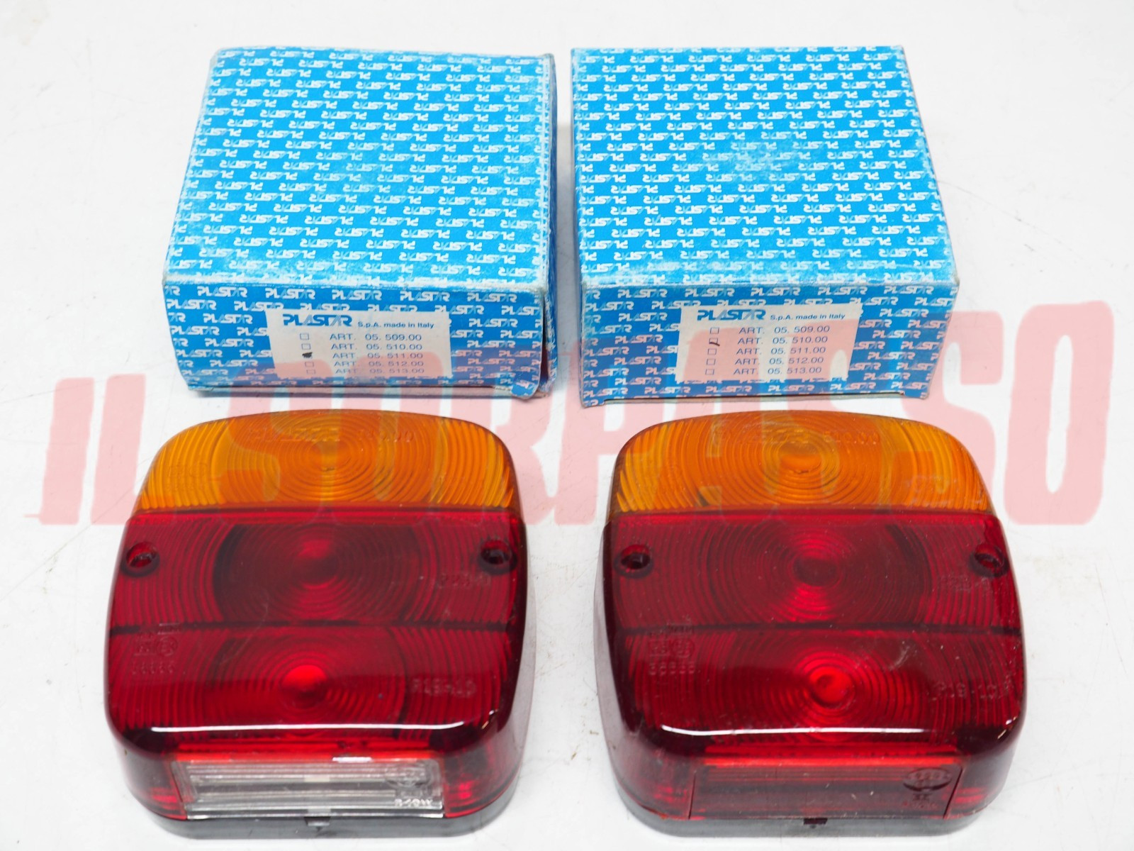FANALI FARI POSTERIORI CON LUCE TARGA RIMORCHI + TRATTORI ANNI 80 - 90 PLASTAR