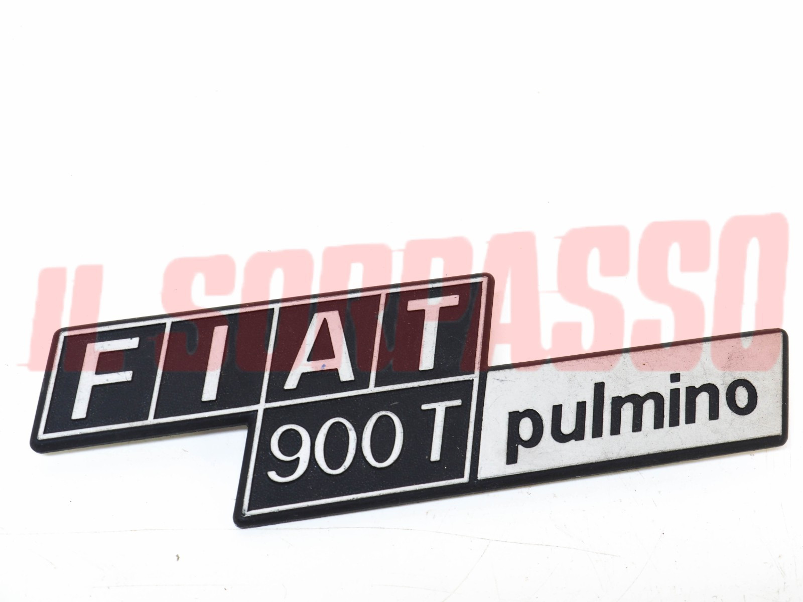 SCRITTA SIGLA PORTELLONE POSTERIORE FIAT 900 T PULMINO ORIGINALE IN ALLUMINIO