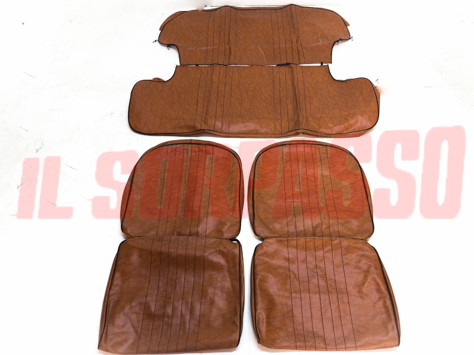 FODERE COPRI SEDILI ANTERIORI POSTERIORI FIAT 850 SPECIAL MARRONI ORIGINALE NOS