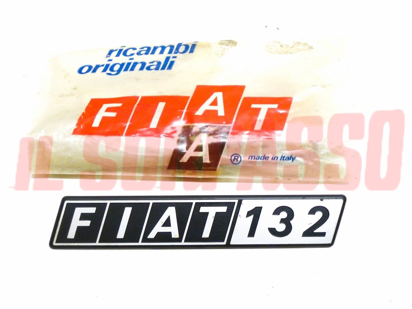 SCRITTA SIGLA COFANO POSTERIORE BORDO NERO FIAT 132 ALLUMINIO ORIGINALE 