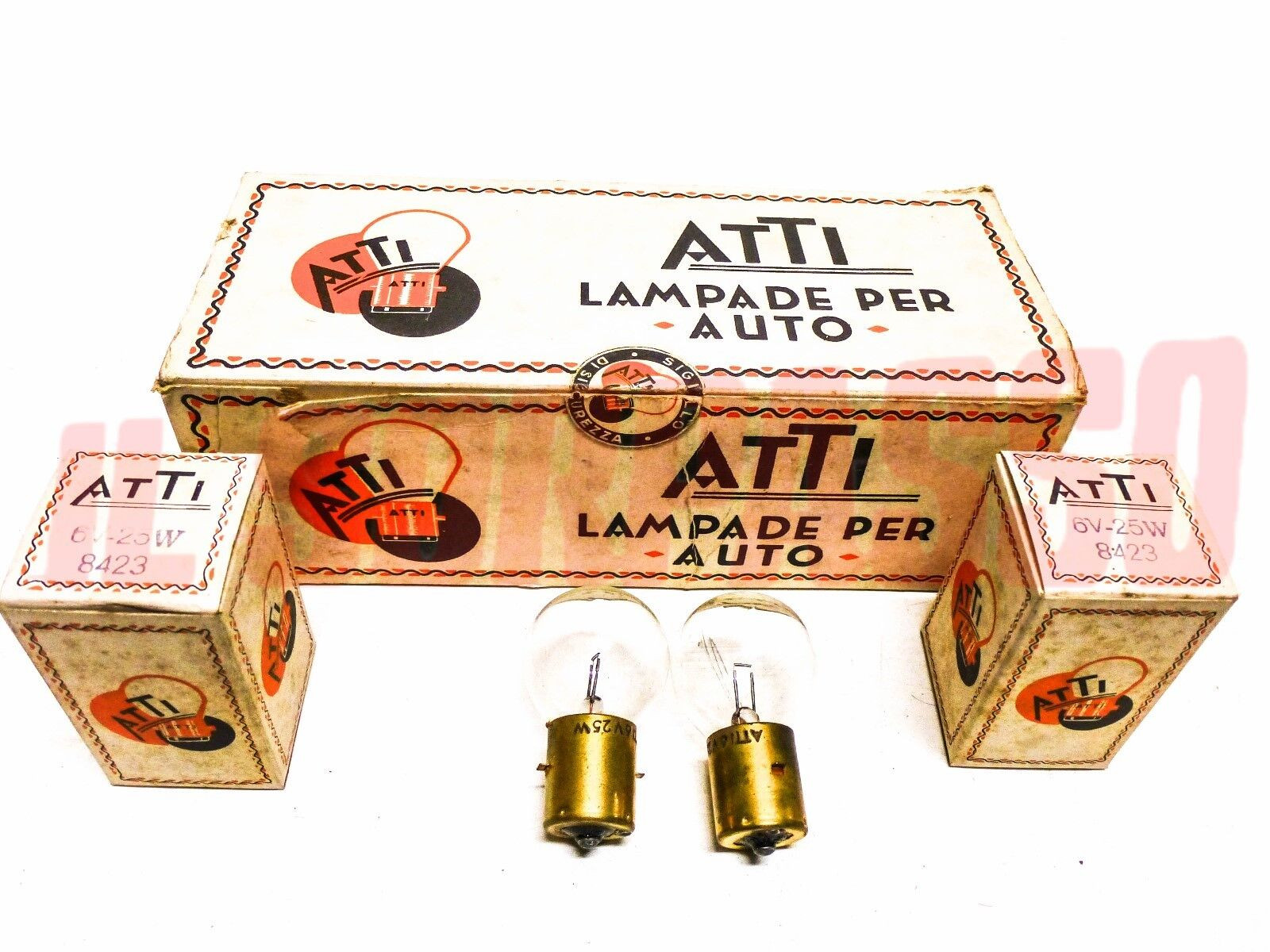 COPPIA LAMPADINE ORIGINALI ATTI AUTO CAMION TRATTORE 6 VOLT 25 WATT