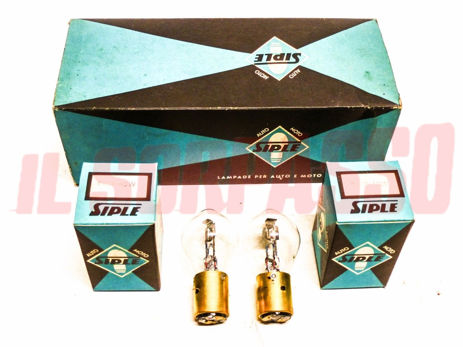 COPPIA LAMPADINE ORIGINALI SIPLE AUTO CAMION TRATTORE 6 VOLT 45/40 WATT