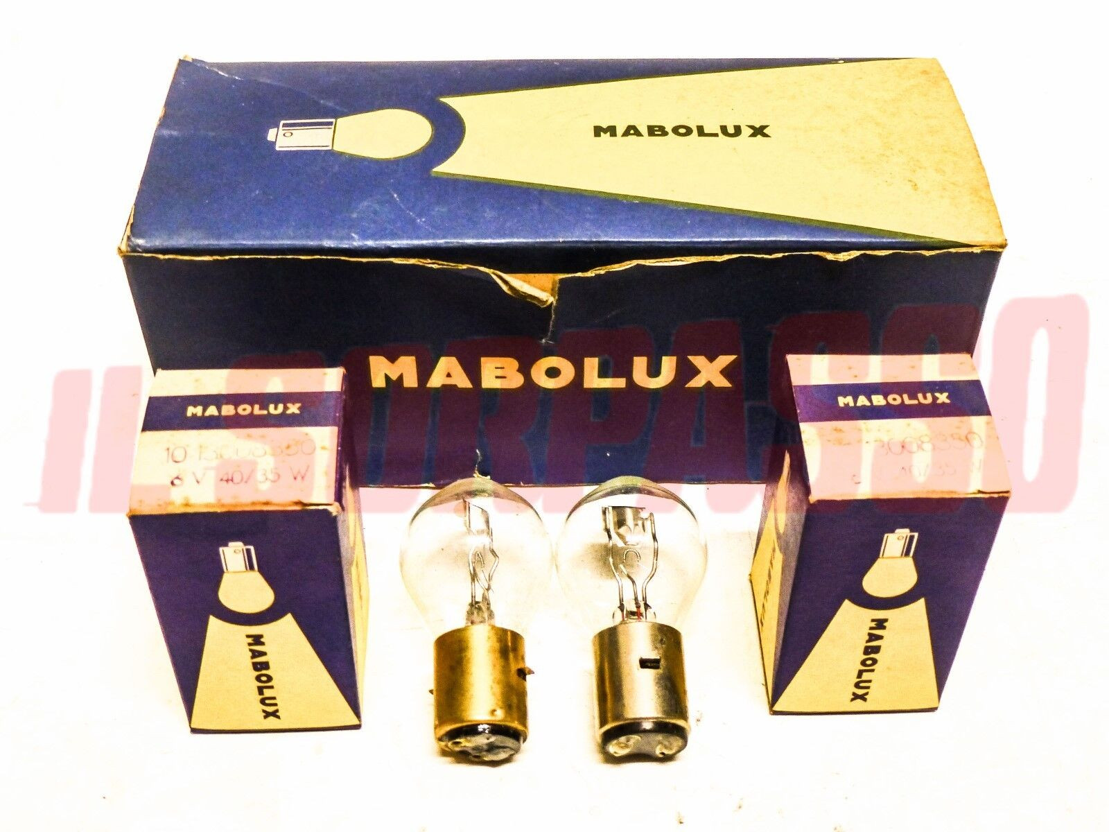 COPPIA LAMPADINE ORIGINALI MABOLUX AUTO CAMION TRATTORE 6 VOLT 40/35 WATT