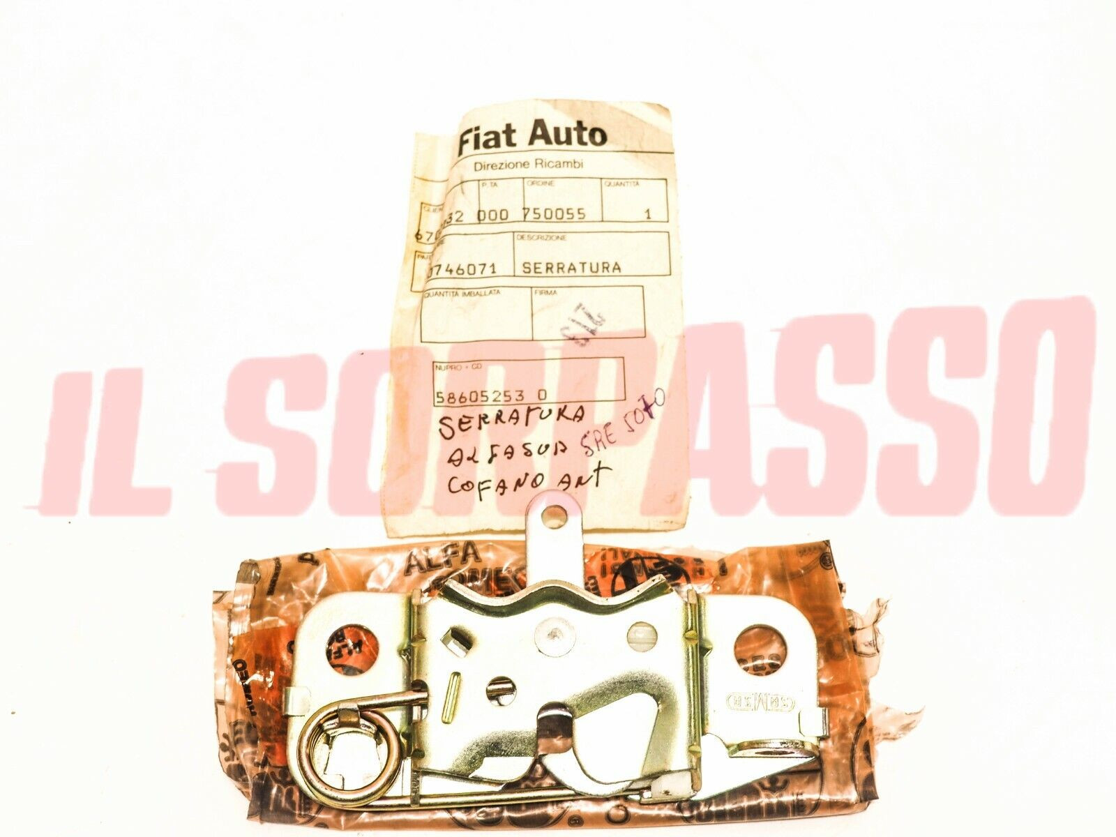 SERRATURA CHIUSURA COFANO ANTERIORE ALFA SUD ORIGINALE