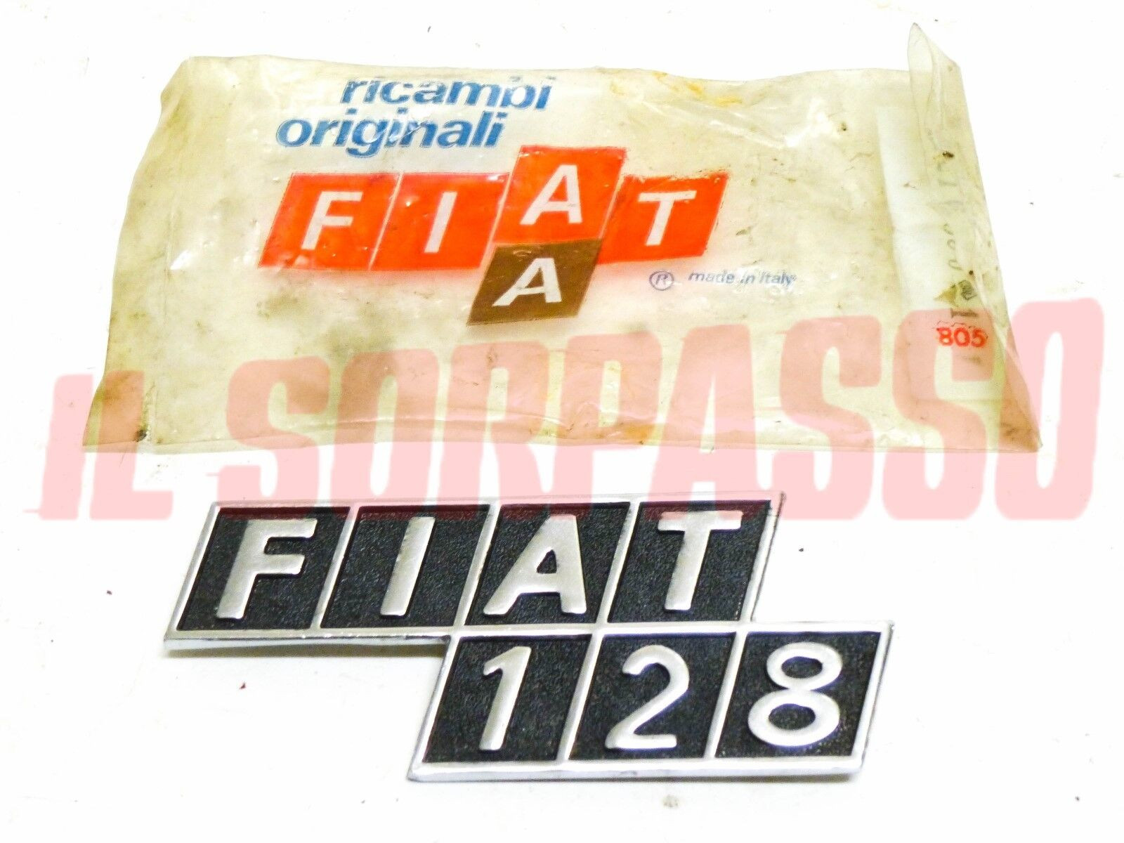 SCRITTA SIGLA COFANO POSTERIORE FIAT 128 per BERLINA RALLY  ALLUMINIO ORIGINAL