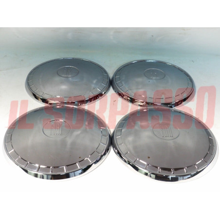 COPPE RUOTA BORCHIE CERCHI FIAT 1100 R 124 BERLINA 1 SERIE ORIGINALI CROMATE
