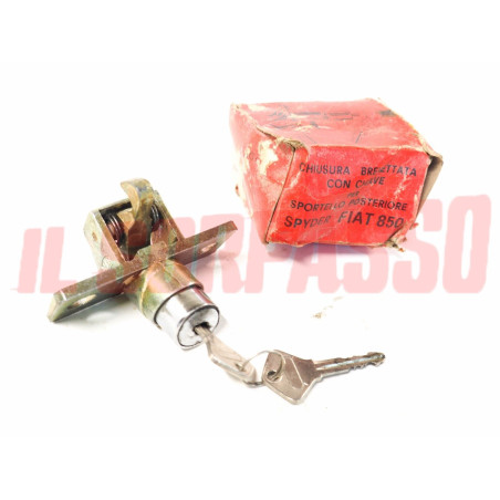 BLOCCHETTO PULSANTE BAULE PORTELLONE COFANO CON CHIAVE FIAT 850 SPIDER + SPORT