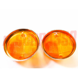 PLASTICHE ARANCIO CROMATE FANALINI ANTERIORI FIAT 124 COUPE 850 COUPE 1 S 1100 R