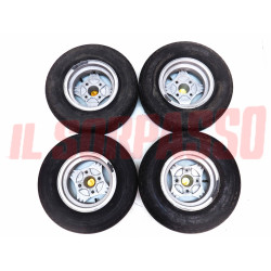 CERCHI RUOTA + PNEUMATICI + TAPPI INNOCENTI MINI MINOR COOPER O FIAT 500 ABARTH