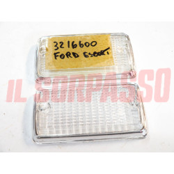 PLASTICHE FANALINI ANTERIORI BIANCHE BORDO CROMATO FORD ESCORT MK1