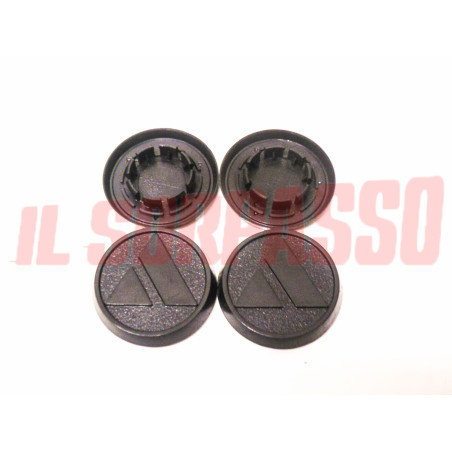 TAPPI COPRI MOZZO CERCHI RUOTA AUTOBIANCHI A112 + ABARTH ORIGINALI NERI