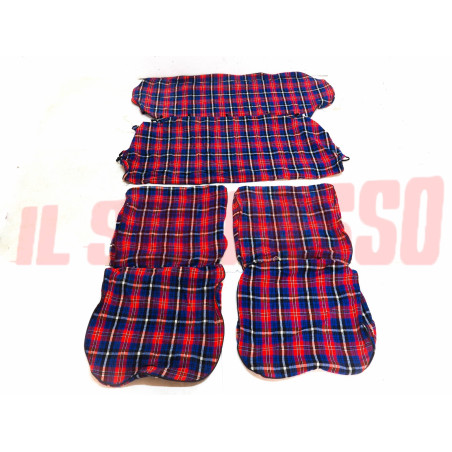 FODERE TAPPEZZERIA COPRI SEDILI BLU A QUADRI FIAT 124 BERLINA 1 SERIE RECORD