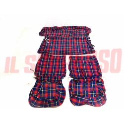 FODERE TAPPEZZERIA COPRI SEDILI BLU A QUADRI FIAT 124 BERLINA 1 SERIE RECORD