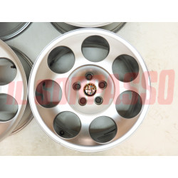 4 CERCHI RUOTA + TAPPI STEMMI ALFA ROMEO 147 156 GTA 6.5X16 ORIGINALI 60678535