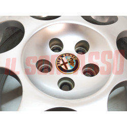 4 CERCHI RUOTA + TAPPI STEMMI ALFA ROMEO 147 156 GTA 6.5X16 ORIGINALI 60678535