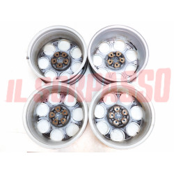 4 CERCHI RUOTA + TAPPI STEMMI ALFA ROMEO 147 156 GTA 6.5X16 ORIGINALI 60678535