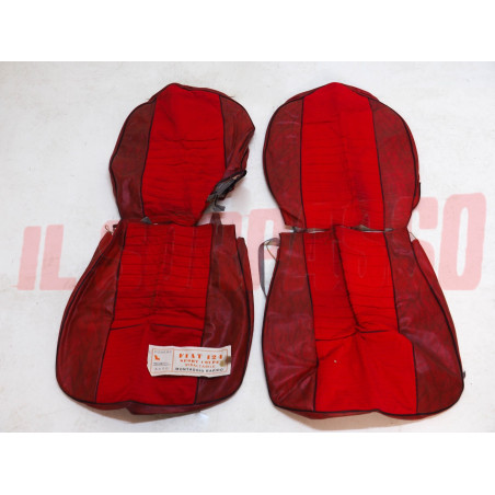 FODERE COPRI SEDILI ANTERIORI FIAT 124 SPORT COUPE PELLE E VELLUTO ROSSE NOS