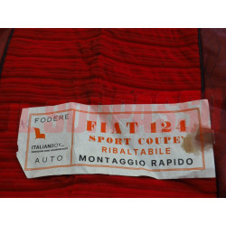 FODERE COPRI SEDILI ANTERIORI FIAT 124 SPORT COUPE PELLE E VELLUTO ROSSE NOS