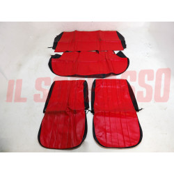 FODERE COPRI SEDILI ANTERIORI + POSTERIORI FIAT 127 4 PORTE IN PELLE ROSSO NERE