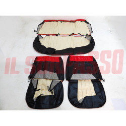FODERE COPRI SEDILI ANTERIORI + POSTERIORI FIAT 127 4 PORTE IN PELLE ROSSO NERE