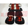 FODERE COPRI SEDILI ANTERIORI + POSTERIORI FIAT 127 2 PORTE SCOZZESE ROSSO NERO