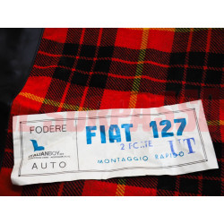 FODERE COPRI SEDILI ANTERIORI + POSTERIORI FIAT 127 2 PORTE SCOZZESE ROSSO NERO